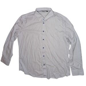 LUXURY Design‎ in Italy Mens White Micro Dot Print Dress Shirt XL